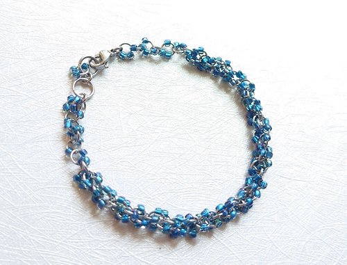 蜻蜓點水 海的旋律-不鏽鋼藍珠手鍊