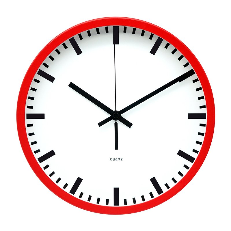 脛骨-フランスの赤いレトロな駅時計のサイレントスケールと黒のオプション - 時計 - 金属 多色