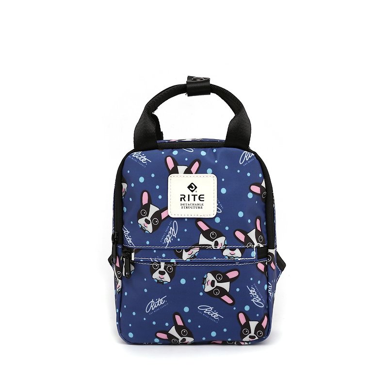 [RITE] Le Tour Series - Dual-use Mini Backpack - Bull Terrier - กระเป๋าเป้สะพายหลัง - วัสดุกันนำ้ สีน้ำเงิน