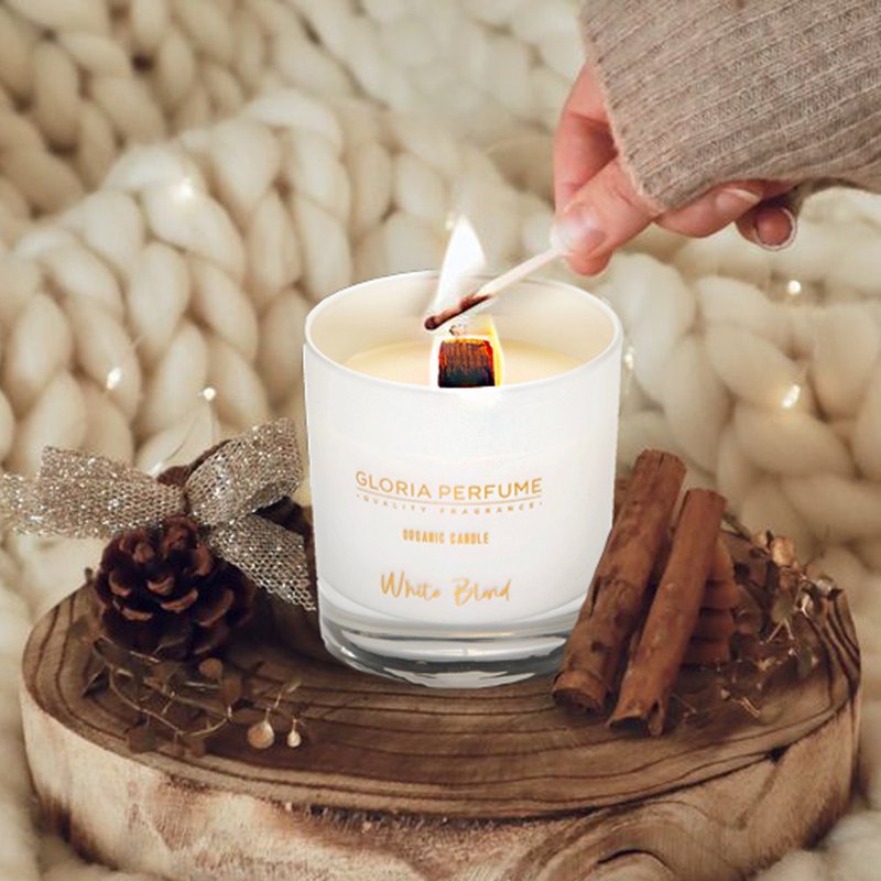 [Must-have for gift giving] GLORIA Wood Chip Core Fragrance Plant Candle Pure White - เทียน/เชิงเทียน - วัสดุอื่นๆ 