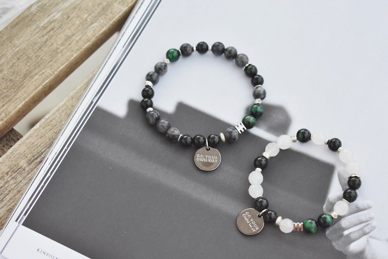ZHU. handmade bracelet | flashing green starry sky (Christmas gift / couple / sister / natural stone / male) - Bracelets - Stone 