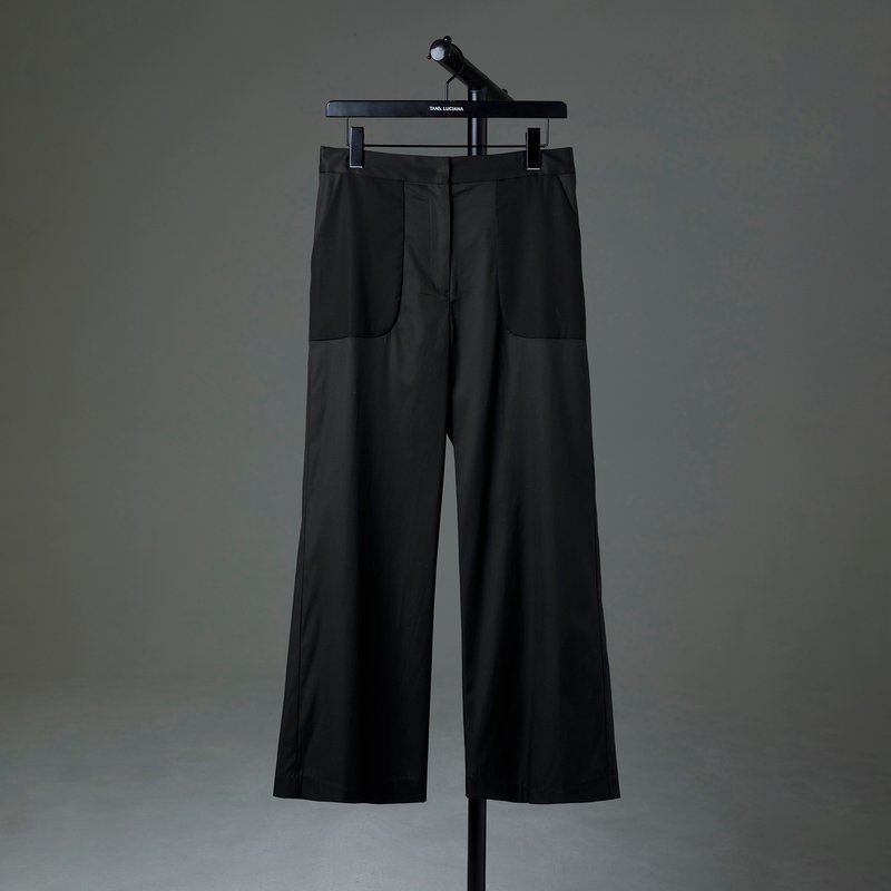 Sheer pocket trousers - กางเกงขายาว - ผ้าฝ้าย/ผ้าลินิน สีดำ