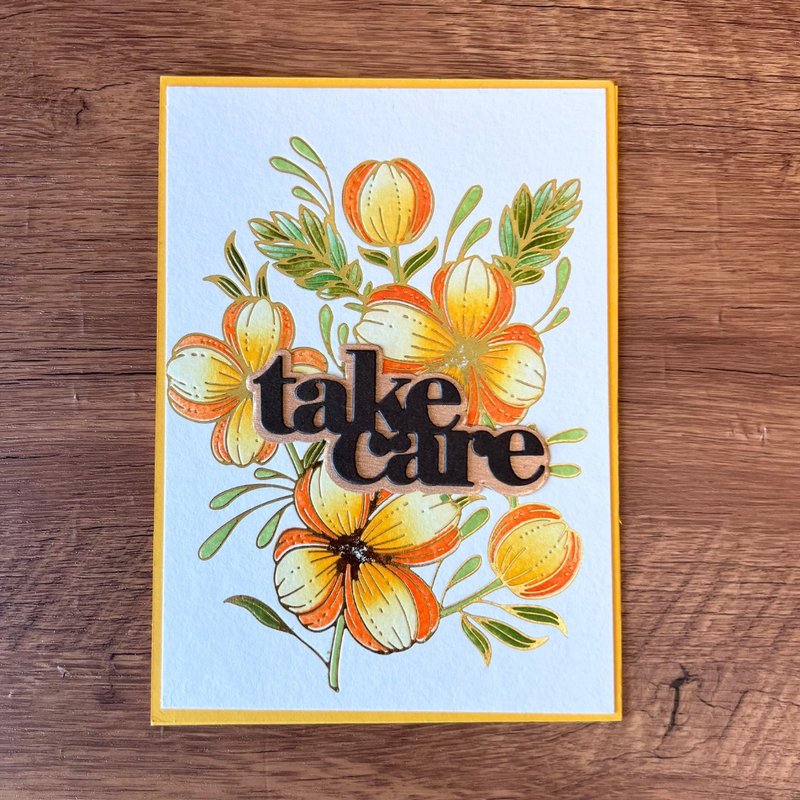 take care Orange Flowers Foiled All Occasions Card - Cards & Postcards - Paper Orange
