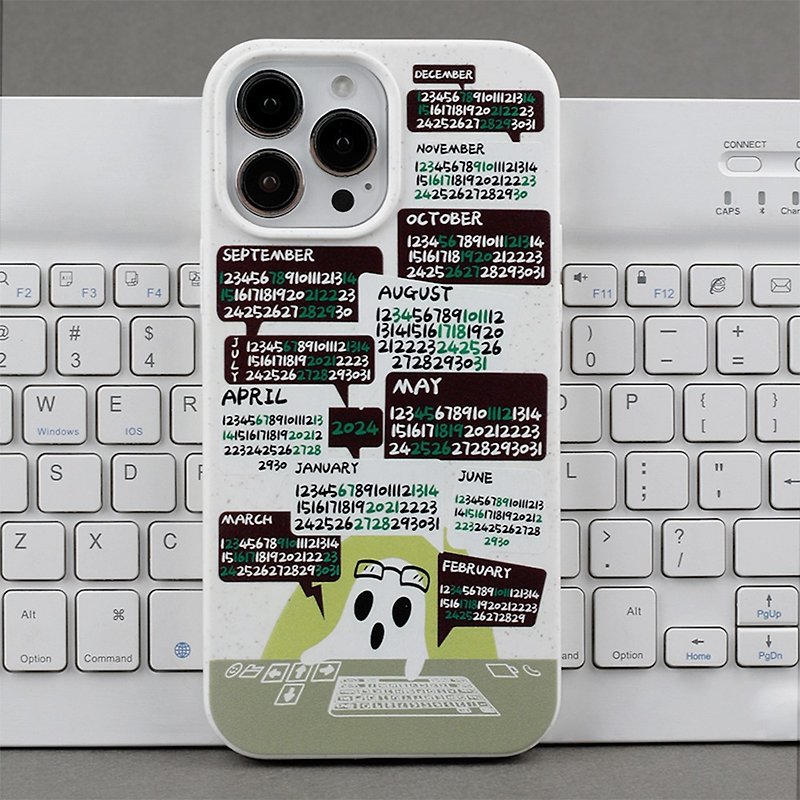 Calendar Barrage Little Ghost Magnetic Biodegradable iPhone Case - เคส/ซองมือถือ - วัสดุอื่นๆ 