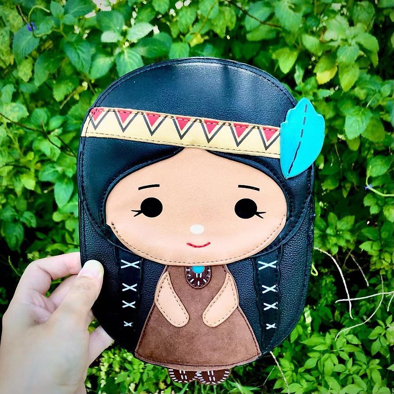 Indian girl's childlike cross-body bag for sale in stock - Kule Village - Messenger Bags & Sling Bags - Faux Leather Black