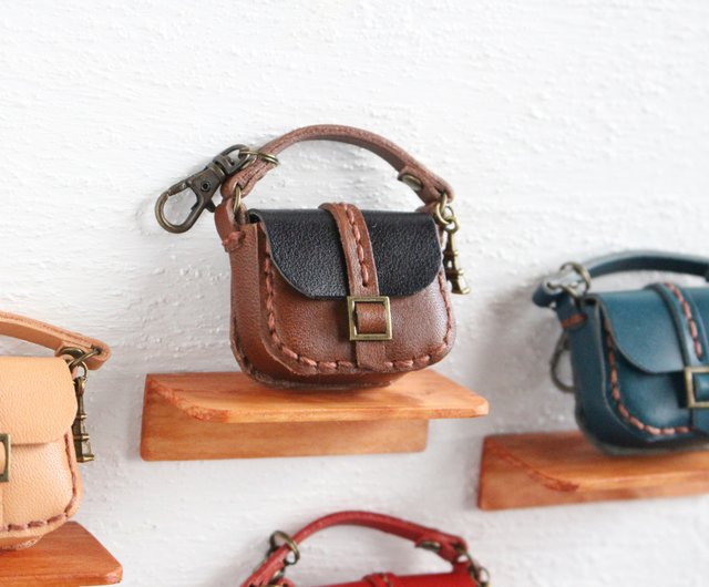 【フォロー割・同梱】 本革　ミニバッグチャーム　3点 チェーンチャーム付 フェイクレザー ショルダーBAG[品番