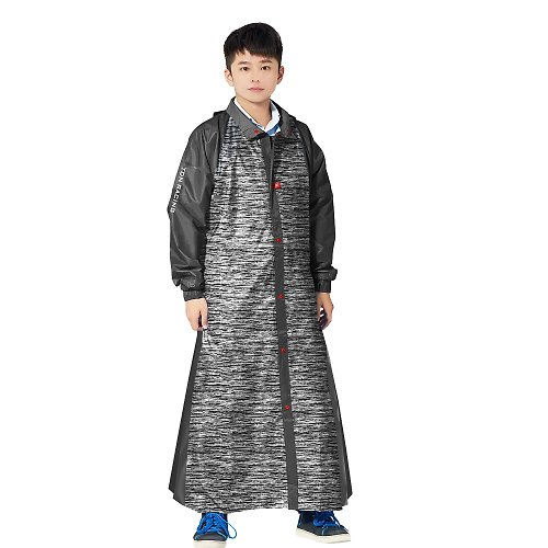 TDN TDN飛躍側開背包雨衣連身雨衣前開式雨衣(灰色)