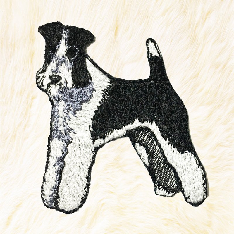 ตัวรีด Wire Fox Terrier Dog - เย็บปัก/ถักทอ/ใยขนแกะ - งานปัก สีดำ