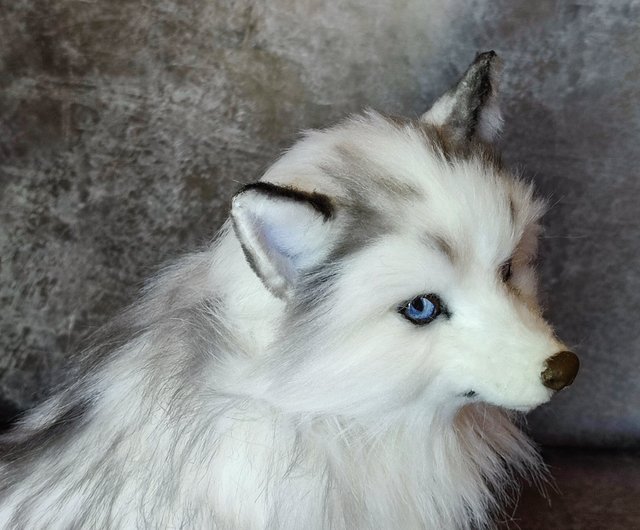 リアルな白キツネ人工ぬいぐるみインテリア人形OOAKぬいぐるみ