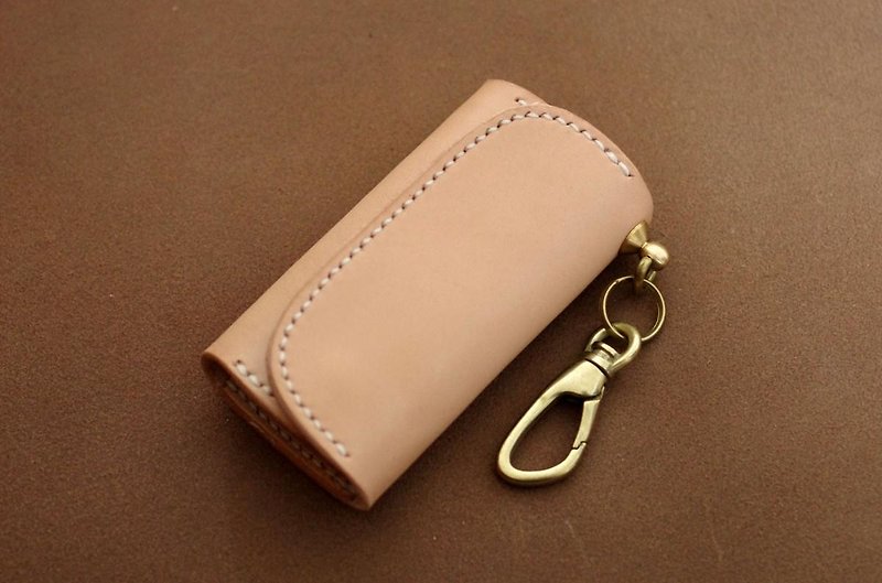 Three-fold key case [orders] production of leather saddle leather - Keychains - Genuine Leather Khaki