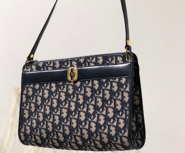 美品☆　ディオール　トロッター　ロゴプレート　ショルダーバッグ　ジャガード 日本直送 名牌中古包 】Christian Dior トロッター Diorモチーフ