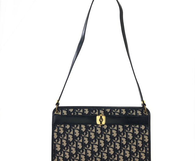 美品☆　ディオール　トロッター　ロゴプレート　ショルダーバッグ　ジャガード 日本直送 名牌中古包 】Christian Dior トロッター Diorモチーフ