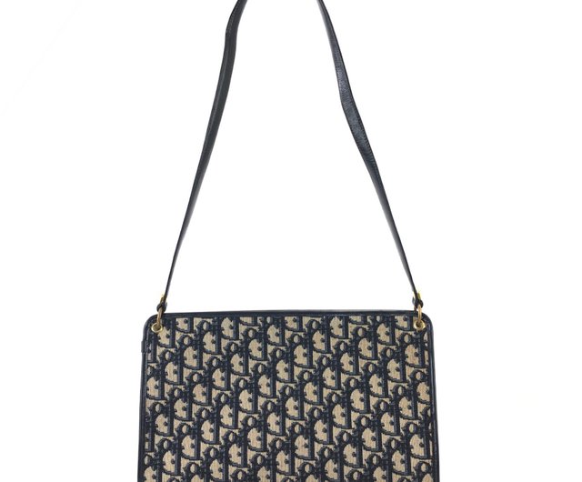 美品☆　ディオール　トロッター　ロゴプレート　ショルダーバッグ　ジャガード 日本直送 名牌中古包 】Christian Dior トロッター Diorモチーフ