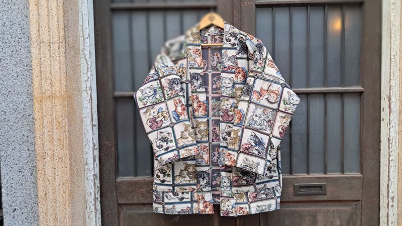AMIN'S SHINY WORLD 貓的家族 KIMONO - 男夾克/外套 - 棉．麻 多色
