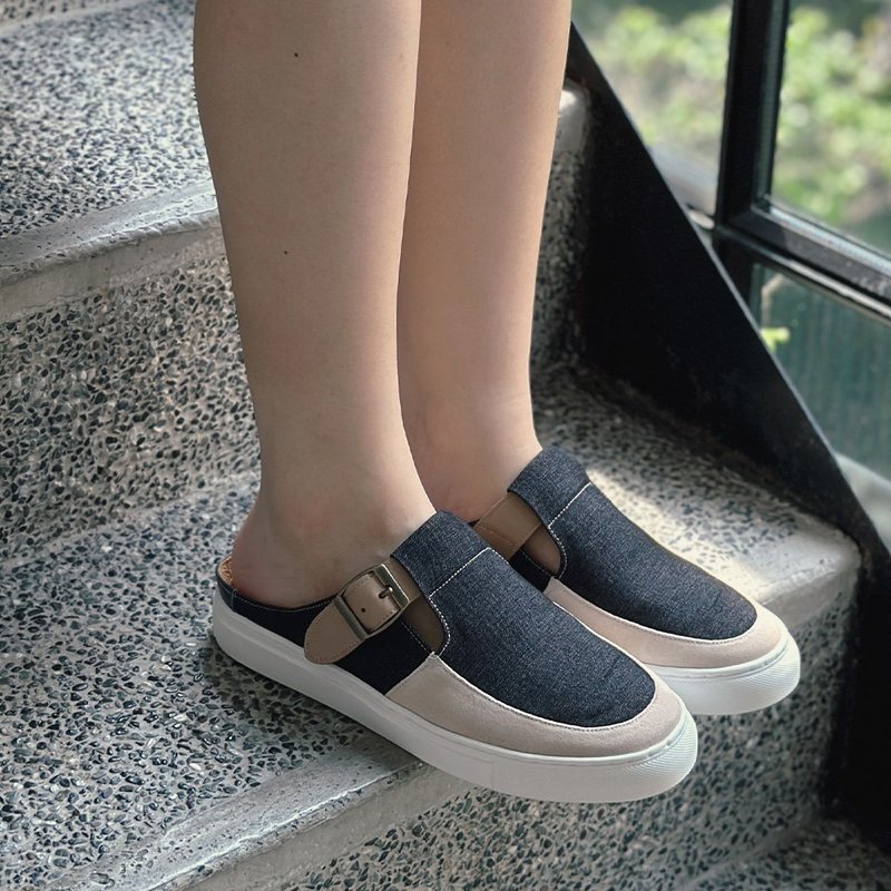 Retro turntable loafers-Panda - รองเท้าลำลองผู้หญิง - หนังแท้ สีดำ