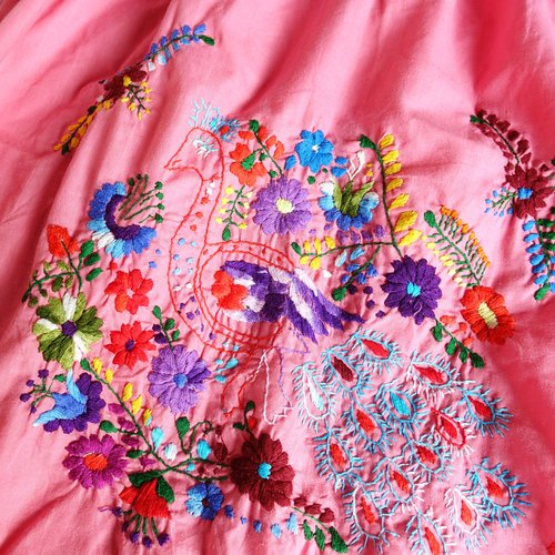 Vintage メキシコ ポンチョ ビンテージ刺繍 ジャンティーク BajuTua /ヴィンテージ/メキシコピーチパウダークラシック刺繍