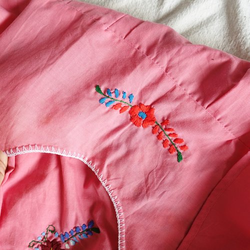 Vintage メキシコ　ポンチョ　ビンテージ刺繍　ジャンティーク 70'sVintage メキシコ刺繍ジャケット （ターコイズ） - ∞ SOL ∞