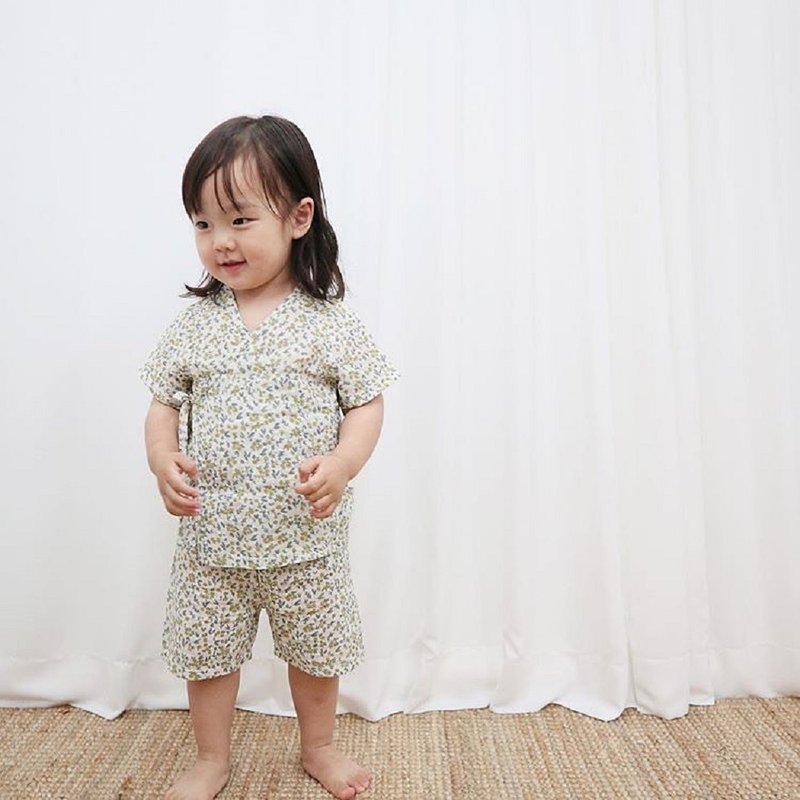 韓國全棉綁帶和風系碎花套裝 Mari Set - 男/女童裝 - 棉．麻 