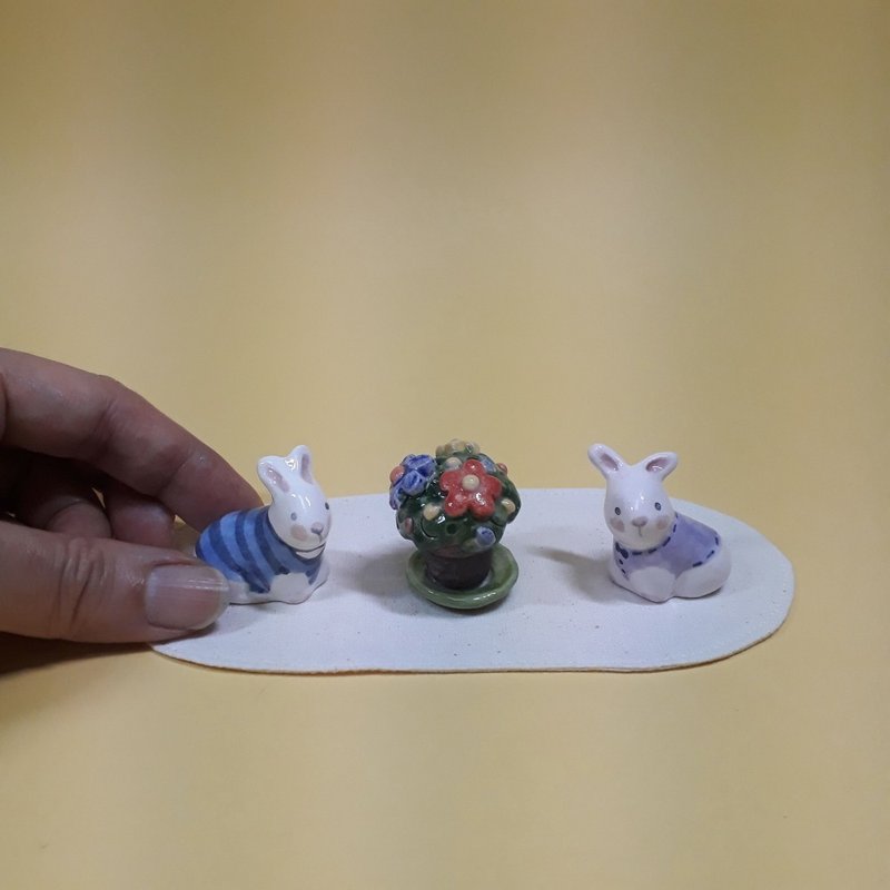 bunny miniature set - 擺飾/家飾品 - 瓷 多色
