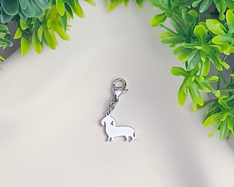 Allergy free - dog charms - dachshund - พวงกุญแจ - สแตนเลส สีเงิน