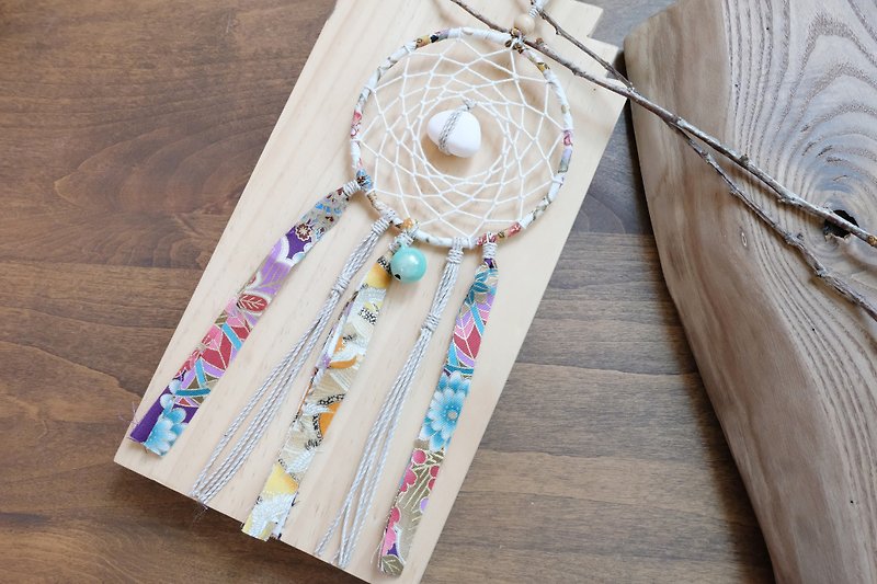 Handmade Dreamcatcher  with aroma stone in Japanese style  - Items for Display - Cotton & Hemp White