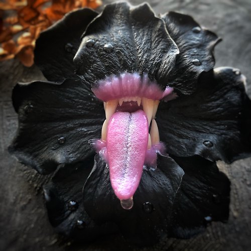 Patriarch flower with teeth brooch,wild one,vampire jewelry,gothic gifts -  Shop polymer_craft_shop Brooches - Pinkoi