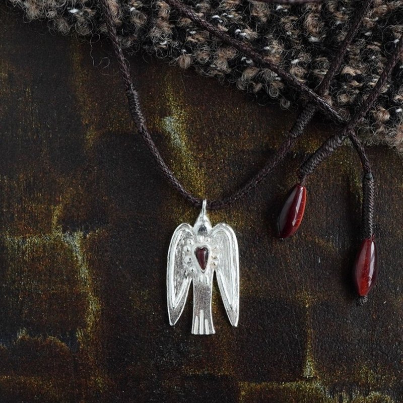 純銀風信鳥吊墜 編繩項鏈 質感毛衣鏈 - 項鍊 - 純銀 