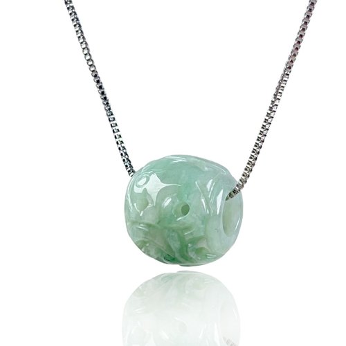 瓔珞珠寶盒 E.L.Jewelry Box 【萬事亨通】飄綠翡翠雕花路路通項鍊 | 天然緬甸玉翡翠A貨 |送禮