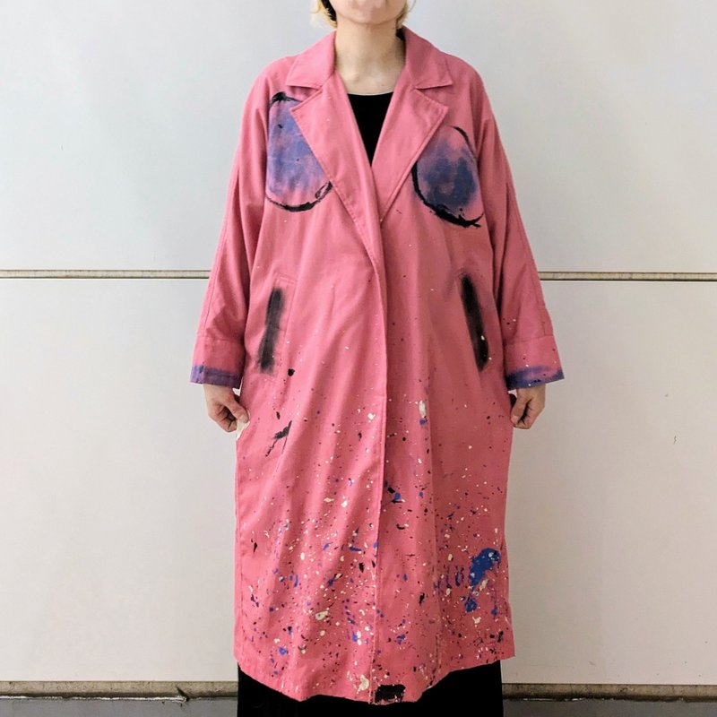 【drip】spray-painted coat - 女西裝外套 - 棉．麻 