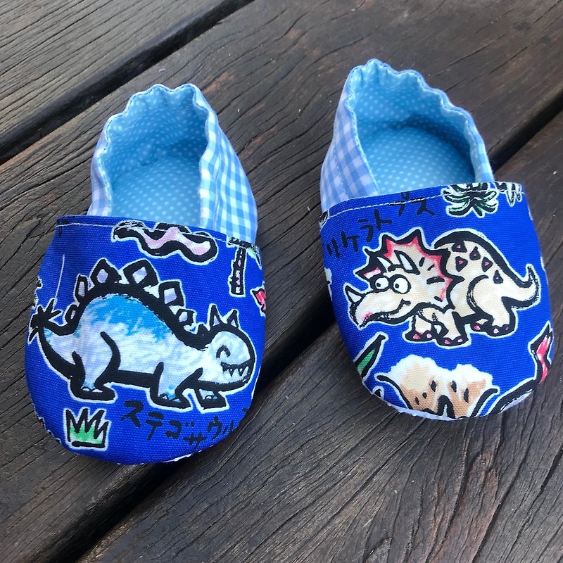恐龍學步鞋-寶藍 - 嬰兒鞋 - 棉．麻 藍色