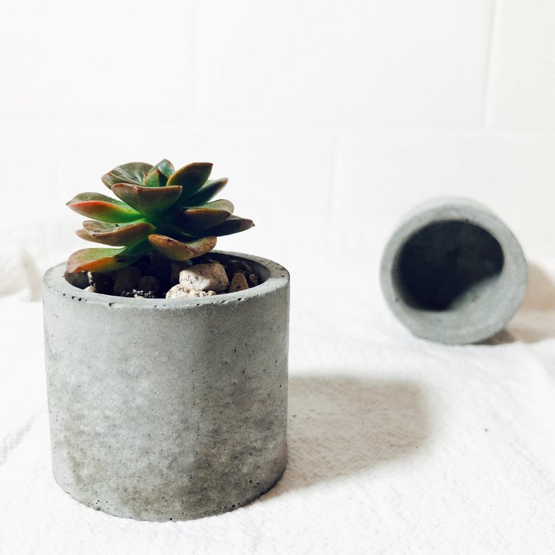 [Valentine's Day Gift] Pure Series - Cylindrical Mud Pot/Industrial Gray - ตกแต่งต้นไม้ - ปูน สีเทา