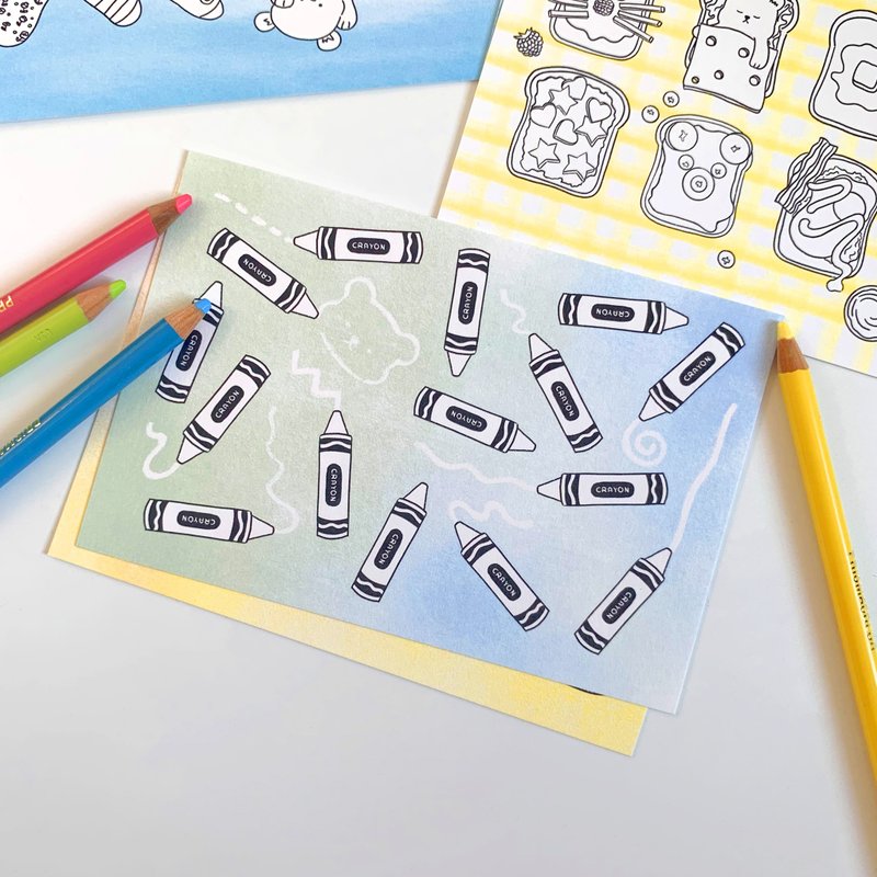 Crayon Coloring Postcard - 卡片/明信片 - 紙 
