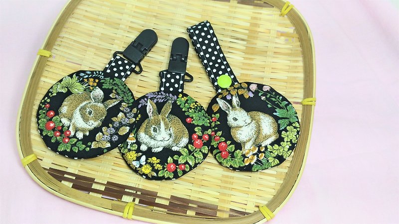 Wreath in rabbit -... Black (three optional) / Baby circular peace symbol bags Fukubukuro Poem tag-exclusive edge (circular) parts bag ornaments. - Bibs - Cotton & Hemp Black