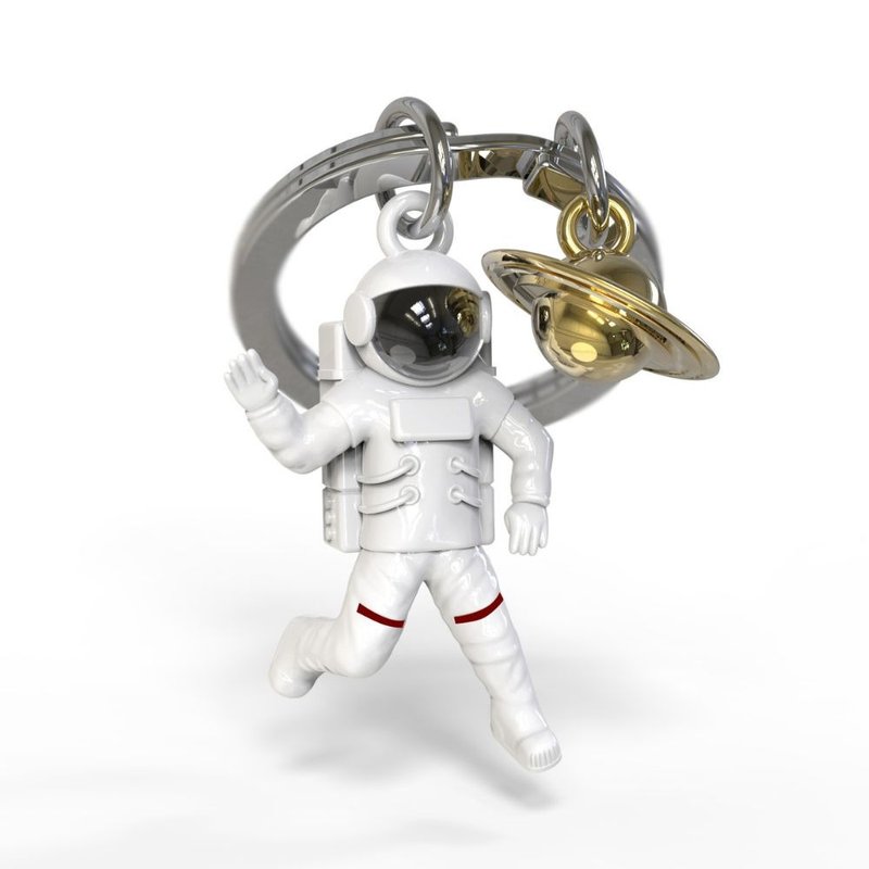 【Metalmorphose】MTM White Astronaut Keychain Planet Pendant/Space/Gift - Keychains - Other Metals White