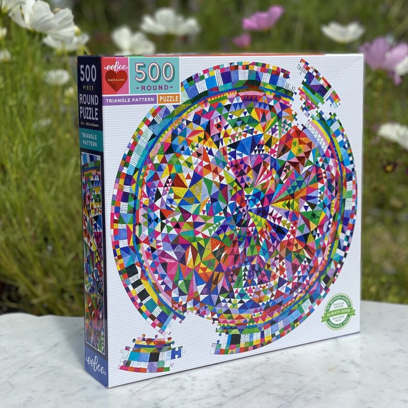 eeBoo 500片圓形拼圖 - 三角幾何 Triangle Pattern 500 Piece - 拼圖 - 紙 多色