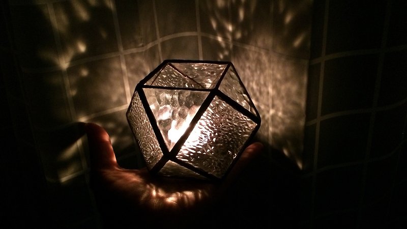 光模様キャンドルホルダー-M 容器ガラス象嵌 - キャンドル・燭台 - ガラス 透明