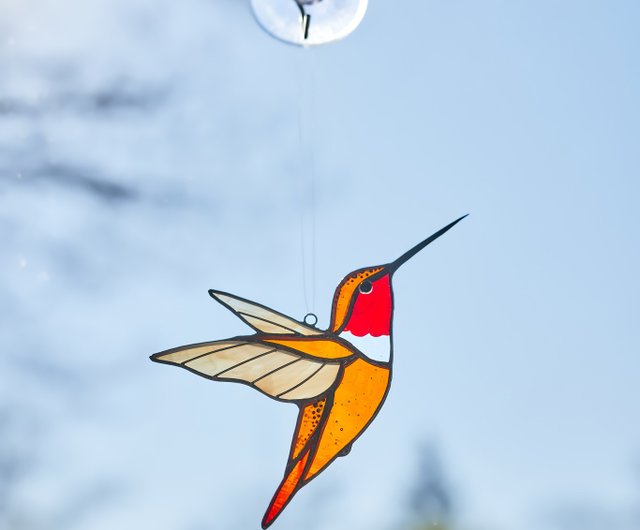 Hummingbird suncatcher stained glass, window hanging, modern