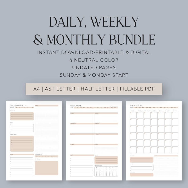 Daily, Weekly & Monthly Printable and Electronic Planner, Planner for Goodnotes - สมุดบันทึก/สมุดปฏิทิน - วัสดุอื่นๆ 