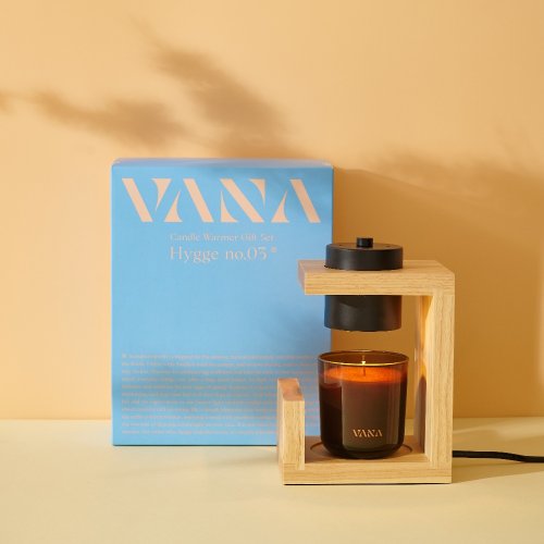 VANA北歐香氛 Hygge No. 03 實木款香氛暖燈禮盒 享保固 附燈泡 純天然植物蠟燭