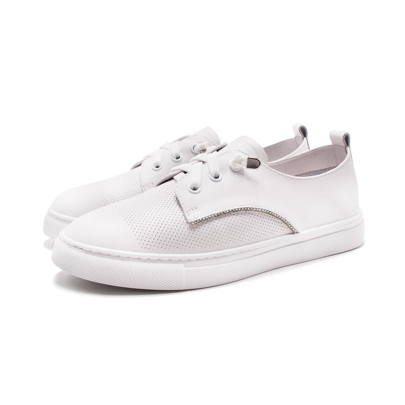 PQ genuine leather shiny diamond MD light casual shoes for women - white - Women's Casual Shoes - Genuine Leather 