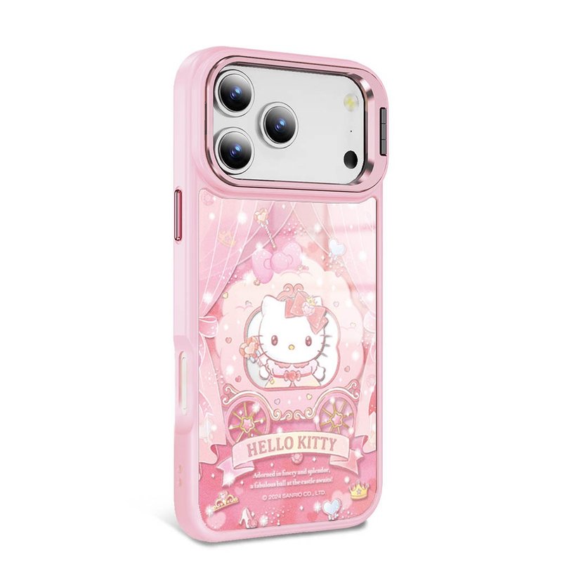 iPhone全系列軍規防摔合金框隱形立架鏡面磁吸殼-馬車凱蒂-粉框 - 手機殼/手機套 - 其他材質 多色
