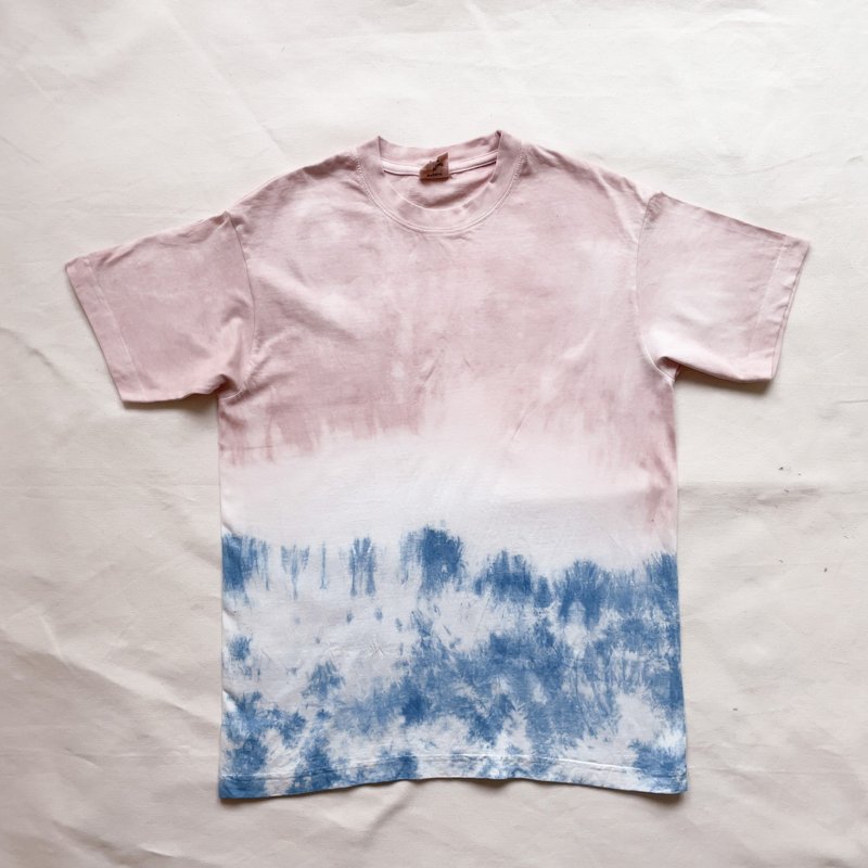 日本製 手染め Coloring TEE　organic cotton　藍染 泥染 染色 Indigo Mud dyed shibori 絞り染め - 女 T 恤 - 棉．麻 藍色