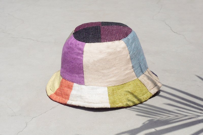 Valentine's Day gift limit a land of forest wind stitching hand-woven cotton Linen cap / hat / visor / hat Patchwork / handmade hat - colorful candy-colored mosaic handmade cap - หมวก - ผ้าฝ้าย/ผ้าลินิน หลากหลายสี