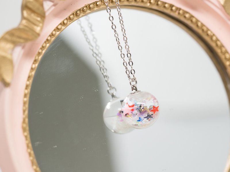 OMYWAY Handmade Water Star Necklace - Glass Globe Necklace - สร้อยติดคอ - แก้ว ขาว