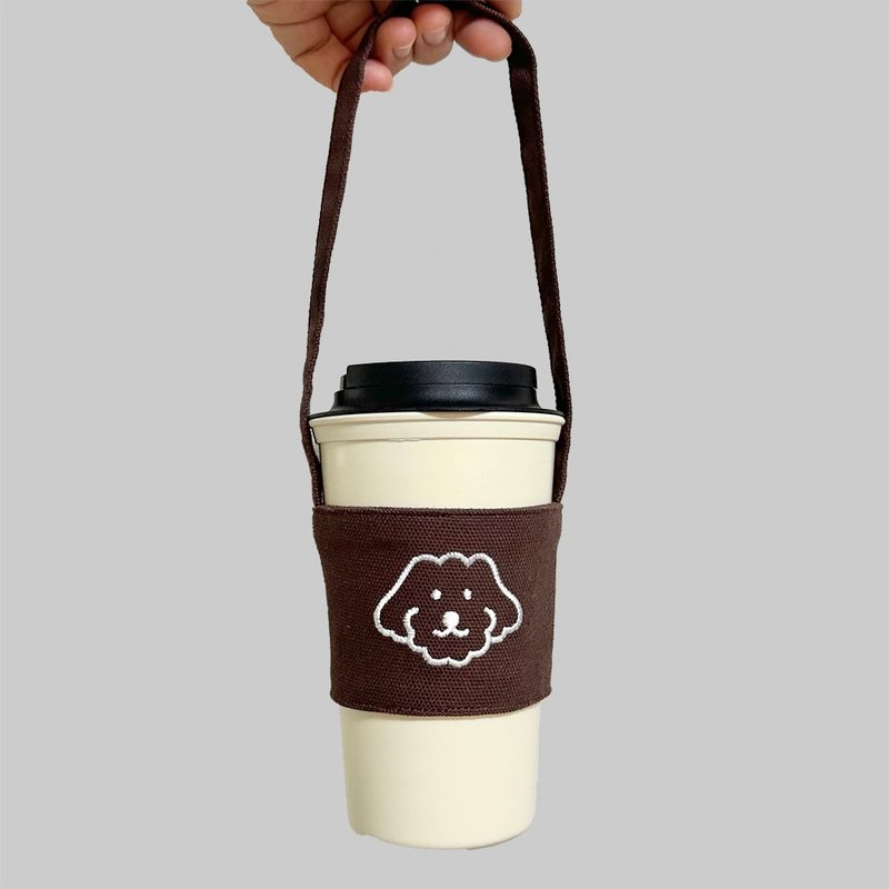 刺繍ドリンクバッグ | モリ（ダークブラウン） - その他 - コットン・麻 ブラウン