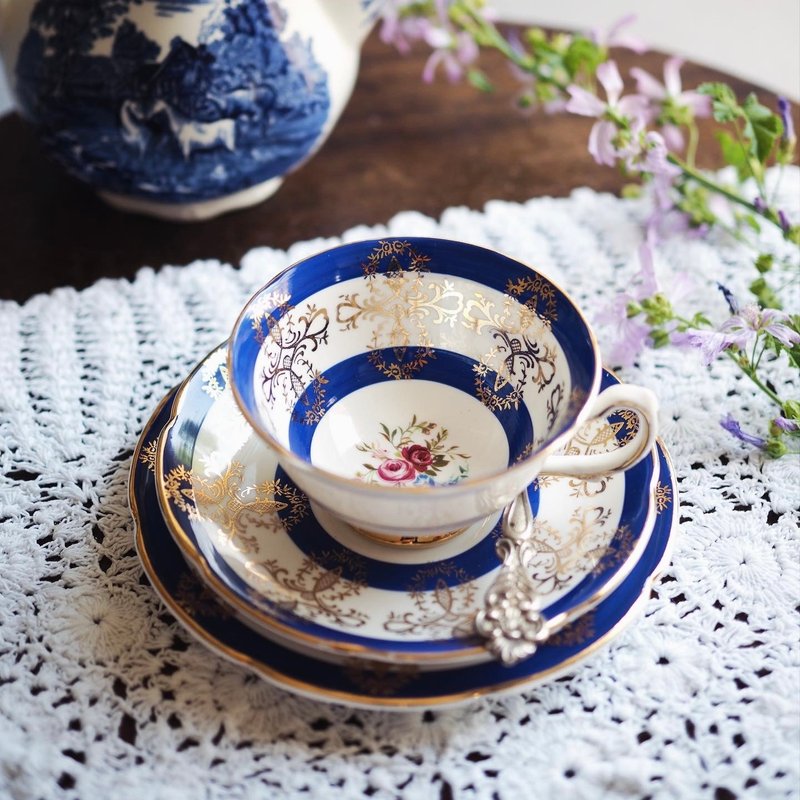 復古英國 Royal Grafton 茶杯 / 碟子 / 甜品碟 (3件套裝) - 茶壺/茶杯/茶具 - 瓷 藍色