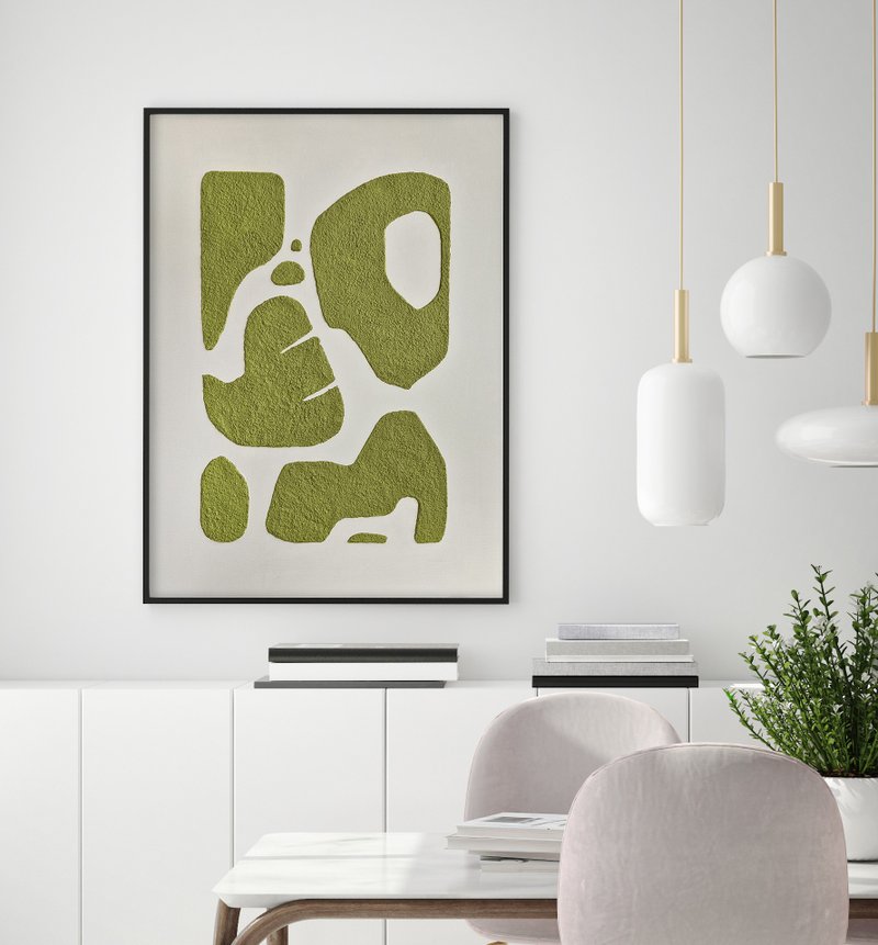 Textured wall art | Textured art | Texture art | Texture painting | Olive bay 6 - 壁貼/牆壁裝飾 - 棉．麻 綠色