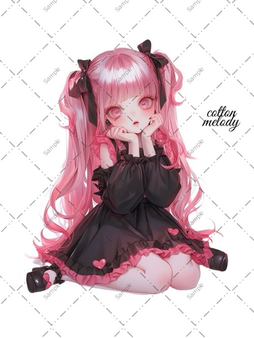 cotton-melody original sticker no.1270 人物ステッカー オリジナルステッカー 人物ステッカー 女の子ステッカー オリジナル人物ステッカー