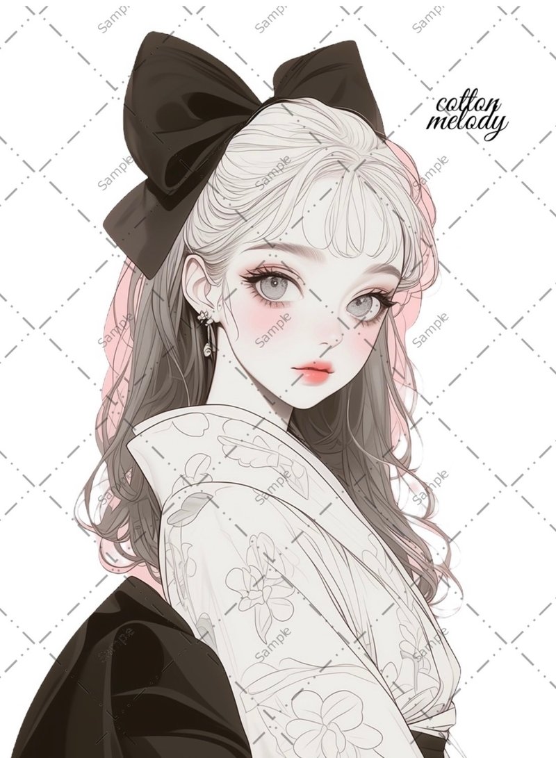 original sticker no.1020 人物ステッカー オリジナルステッカー 人物ステッカー 女の子ステッカー オリジナル人物ステッカー - 貼紙 - 紙 