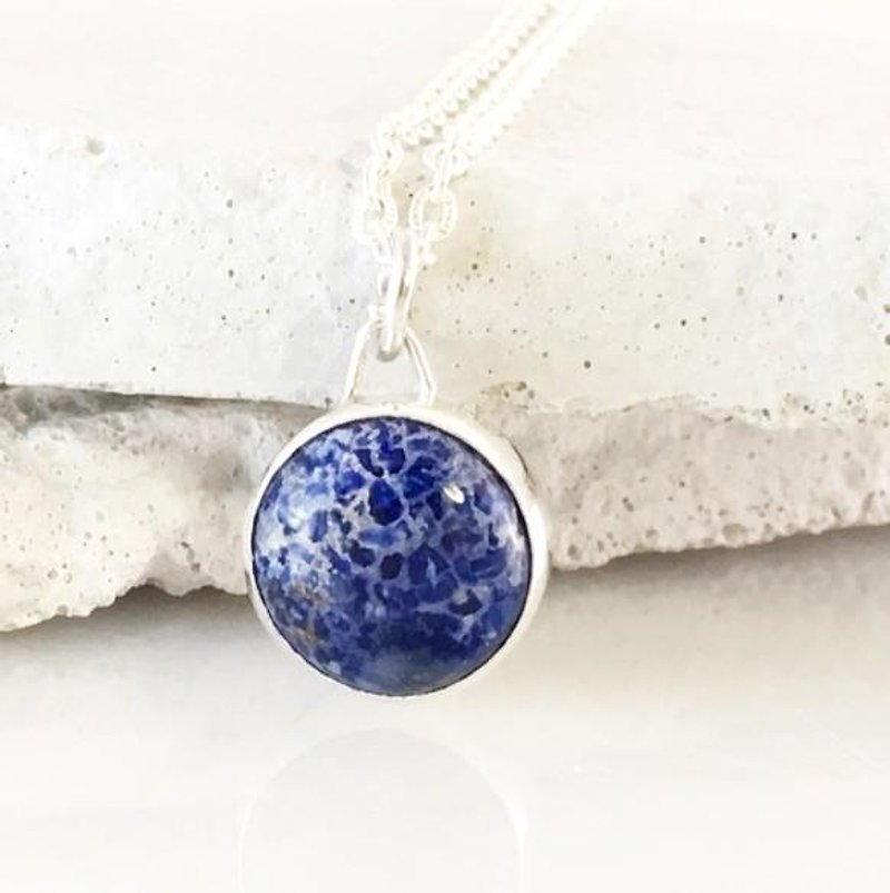 Natural lapis lazuli ◇ SV Pendant - Necklaces - Other Metals 